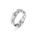Anello in argento lucido con incisione floreale e intricati motivi botanici in 3D - US 7 / Colore Acciaio (KR53414-K)