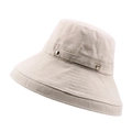 Beige cotton linen sun hat with decorative double golden buckles and wide brim design - M (56-58cm) / Off White