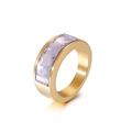 Vintage gold ring featuring a multi-faceted purple crystal centerpiece in a minimalist style - US 7 / Gold Band Purple Stone (kr53604-K)