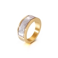 Vintage gold wide ring featuring a clear rectangular crystal gemstone in a faceted cut - Gold Band Transparent Rectangular Stone (kr53607-K)