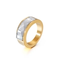 Vintage style gold ring featuring a rectangular transparent faceted crystal stone - US 7 / Gold Band Transparent Stone (kr53603-K)