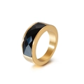Vintage style wide gold-plated ring featuring a faceted black crystal stone - Gold Band Black Stone (kr53608-K)