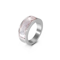 Vintage silver ring featuring a rectangular pink crystal gemstone in a faceted cut - Silver Band Pink Stone (kr53606-K)