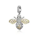 925 sterling silver bee pendant with honeycomb design and cubic zirconia inlay - SCC1125 Two-tone Bee