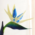 Artificial bird of paradise flower with blue and cream petals on a green stem - Blue