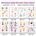 Detail of 8 cartoon ballerina temporary tattoos with swans and crowns, 7.5x11cm stickers - WK Ballet Princess Tattoo Set