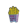 Emaille-Brosche in Pommes-Schachtel-Form mit Fries Before Guys Spruch und Gelb - FRIES BEFORE GUYS Pommes frites