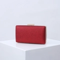 Sparkling red glitter rectangular clutch bag with elegant light gold metal frame - Red