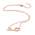 Elegant rose gold minimalist necklace with Love script and red enamel heart pendant - Love Letter Heart Pendant / Rose Gold (Red Heart)