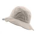 Faltbarer beiger Baumwoll-Fischerhut für Damen mit gewellter Krempe und Sonnenschutz - M (56-58cm) / Beige