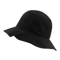 Minimalistischer schwarzer Fischerhut aus Baumwolle für Damen mit Rüschenkante - M (56-58cm) / Schwarz