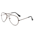 Classic coffee metal pilot glasses frame with clear lenses and comfortable black earpieces - Bronze Frame