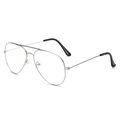 Classic silver aviator metal frame glasses with double bridge and clear lenses - Silver Frame
