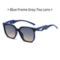 Blue frame sunglasses with gray-tea gradient lenses and hollow aerodynamic temples - Blue Frame Gray Tea Lens