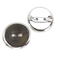 Base rotonda nera fai-da-te e vassoio con spilla d'argento per componenti di spille - 23mm