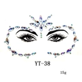 Macro shot of laser multicolor face gem stickers model YT-38 for masquerade makeup - YT-38