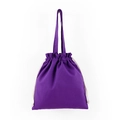 Close-up of purple canvas drawstring tote bag with long handles on white background - 34*37cm / Purple