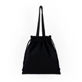 Close-up detail of a durable black canvas drawstring bag with sturdy textile handles - 34*37cm / Black