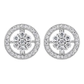 Eleganti orecchini a fiore tondi in argento con zirconi scintillanti e micro-pave - Bianco