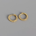 Pair of minimalist s925 silver twist hoop earrings in golden finish for women - Small / Gold
