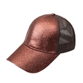 Glitter sequins ponytail baseball cap in bronze brown with breathable mesh back panel - Adjustable / Brown