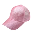 Berretto da baseball con paillettes rosa e rete traspirante per un look casual alla moda - Regolabile / Viola Chiaro