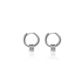Polished silver stainless steel hoop earrings with four movable small rings - Style 05 (Single) / Silver