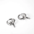 Minimalist silver stainless steel hoop earrings with crystal pavé ring and metal bar detail - Style 06 (Single) / Silver