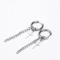Minimalist titanium steel chain earrings with cross pendants in silver finish - Style 15 (Single) / Silver Cross
