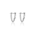Sleek silver stainless steel chain hoop earrings with a polished u-shape link design - Style 14 (Single) / Silver U-shape Chain