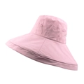 Chapeau de soleil rose à large bord pour femme avec bord pliable et coutures décoratives - M (56-58cm) / Rose