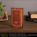 Vintage small faux book storage box in dark brown with gold scrollwork patterns - Flower Series-Small