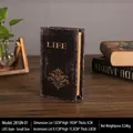 Piccola scatola a forma di libro vintage LIFE in finta pelle marrone con fregi dorati - Stile LIFE-Piccolo