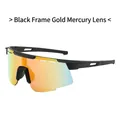 Gafas de ciclismo con montura negra y lentes de espejo doradas para deporte - Marco Negro Lente Espejo Dorado