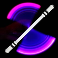 Leuchtender Drehstift mit lila und rosa LED-Licht für Fingerfertigkeitsübungen - Gerades Muster / Weiß