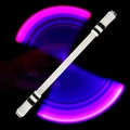 Luminous spinning pen with purple LED lights showing light trail on black background - Clear Bubble / White