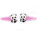 Paire de barrettes panda mignonnes avec base en métal rose pour coiffure de petites filles - Panda Noir et Blanc Classique