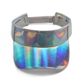 Iridescent laser silver sun visor hat with holographic reflective finish and open top - Holographic Laser / Silver
