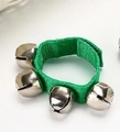 Green nylon wrist bell with four metal bells and adjustable fastener for children - Dark Green