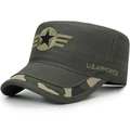 Berretto cadet verde militare da uomo con ricamo U.S. AIRFORCE e visiera camo - Stile con Logo Ricamato / Verde Militare