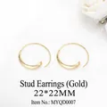 Minimalist 22x22mm gold-plated hoop earrings with thickened crescent-shaped design - MYQD0007 Minimalist Hoop Earring 22*22mm