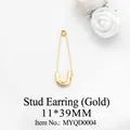 Unique gold safety pin earring for women featuring minimalist metal design 11x39mm - MYQD0004 Safety Pin Earring 11*39mm