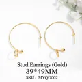 Golden C-shaped hoop earrings with ball ends and sleek metallic finish 39x49MM - MYQD0002 C-Shape Pendant Earring 39*49mm
