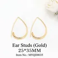 Minimalist golden teardrop earrings in a 25x35mm size with a sleek streamline design - MYQD0035 Leaf Drop Earring 25*35mm