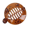 Close-up of tortoise shell round banana hair clip with interlocking teeth design - Dark Coffee Sprayed