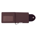 Dark purple bifold leather wallet for men featuring a metal money clip and ID window - Coffee