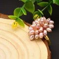 Cluster ring with lavender pearls and gold wire-wrap finish on wood background - Adjustable Open / Pink Purple