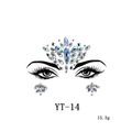 Detail view of YT-14 face jewels featuring iridescent AB rhinestones for masquerade parties - YT-14