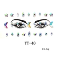 Detailed view of iridescent star and moon acrylic face gems on YT-40 packaging card - YT-40