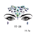 Detailed view of YT-28 AB color acrylic face gems for masquerade with aurora effect - YT-28